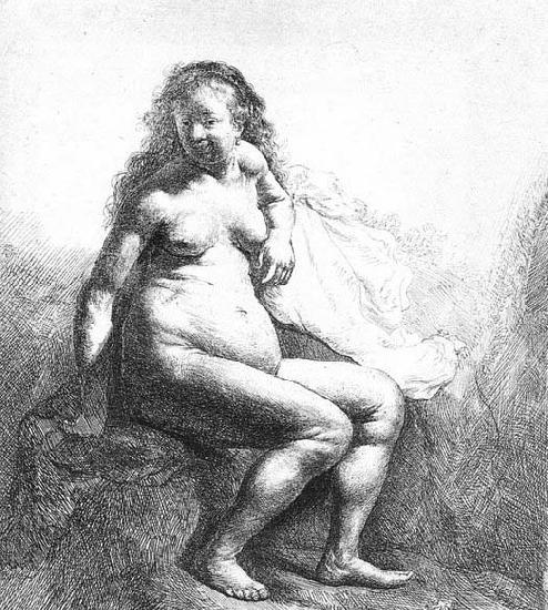 REMBRANDT Harmenszoon van Rijn Seated female nude